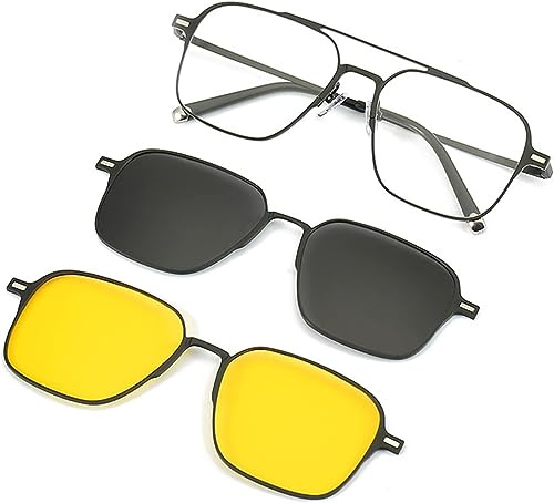 Hualabo Men And Women 3 In 1 Magnetic Polarized Sunglasses,Magnetic Clip On Sunglasses,Polarized Clip on Sunglasses,UV Protection Magnetic Sleeve Sunglasses.