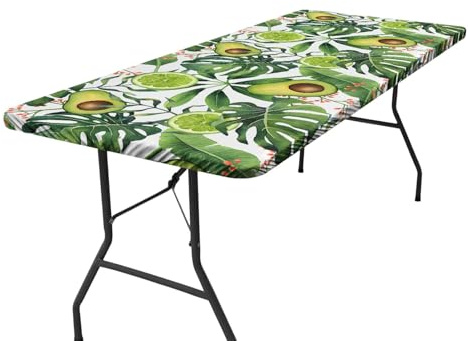 Mantel de mesa de picnic ajustable, mantel rectangular ajustable verde elegante, mantel ajustable de 6 pies, resistente al viento, elástico, mantel de picnic verde para equipo de campamento y caravana