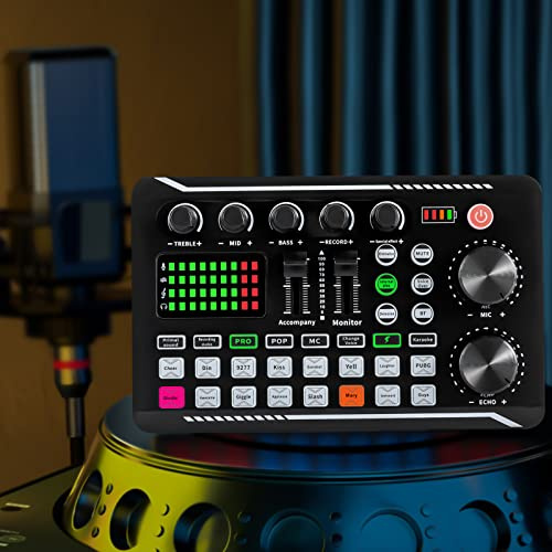 Live-Soundkarte und Audio-Interface mit DJ-Mixer-Effekten und Sprach-Wechsler Multifunktionaler Audio Mixer Geräuschunterdrückungs-Chip für Live StreamingBroadcast Recording