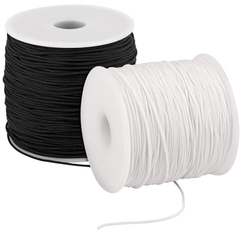120m Schnur für Armbänder, 1mm Nylonband,Weiß/Schwarz | Knotenschnur Geflochten für Halsketten, Makramee Handwerk, DIY Schmuckherstellung