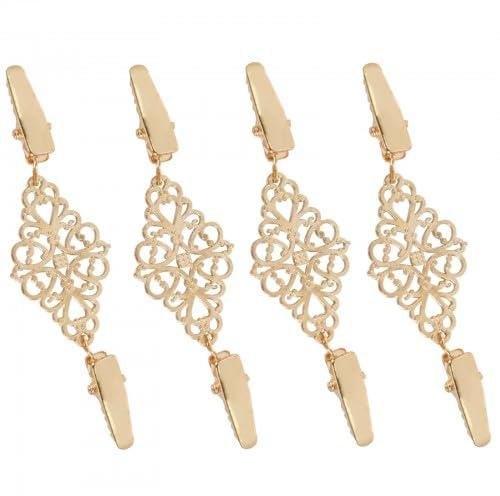 4 Stück Pullover Clips Vintage, Cardigan Clip Damen, Strickjacke Clips,Kette Kreative Schal Clips, Metall Umhang Kragen Verschluss Clips für Blusen Kleider Jacke für Damen