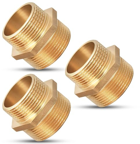 PipeSan Nipplo riduttore in ottone 3/8 a 1/2 BSP – Set 3 adattatori esagonali DN10–DN15 | Doppio maschio robusto per acqua, gas, aria compressa e riscaldamento