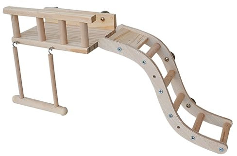 Holz Vogelspielplatz, Vogelschaukel mit Sitzstangen und Leiter für Wellensittiche, Nymphensittiche und Papageien