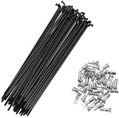A ABSOPRO Radios para Bicicleta 14G 36 Unidades para Bici Montaña Acero | Color Negro, Diámetro Cabeza Codo 4Mm, Rosca M2X0.45, Diámetro Eje 2Mm, Técnica Martilleo Gradual, Resistencia Impacto