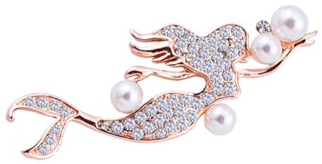 TENDYCOCO 1Stk Strasskorsage pearl brooch for family Mermaid brooch Hochzeits-Corsage-Brosche Vintage Strassbroschen broschen für kleidung Meerjungfrau Brustnadel Damenbrosche Golden