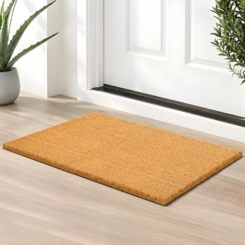 Lexell Coir Matting for Entrance Heavy Duty Coir Door Mats Indoor Outdoor - Non-Slip Rubber Back with Thick Natural Bristle (45 x 75 cm (Rectangular))