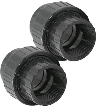 HAF® 2 raccordi in PVC con manicotto adesivo da 50 mm x 1 1/2 filettatura interna | Adattatore in PVC grigio per tubi della piscina e tutte le tubazioni | Qualità: Made in Europe – Quantità: 2 pezzi