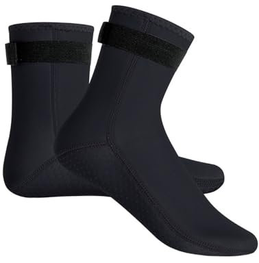 Whakano Neoprensocken Herren Damen,3MM Tauchsocken Schwimmsocken,rutschfeste Wassersocken Thermosocken Beachsocken Zum Tauchen,Schnorcheln,Schwimmen,Surfen,Segeln,Kajakfahren,Schwarz,XXS