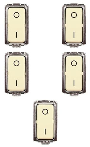 5 MODULI INTERRUTTORE BIPOLARE 0-1, BIANCO, COMPATIBILE CON BTICINO MAGIC, 2 POSIZIONI, MODULI E FRUTTI 100% COMPATIBILI, MATERIALI DI ALTA QUALITA'