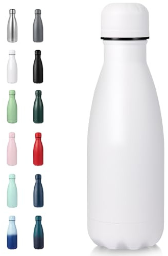 Volhoply Botella de agua pequeña de acero inoxidable de 12 onzas, botellas de agua aisladas sin BPA, frasco de doble pared en forma de cola, mantiene el frío 24 horas y el calor 12 horas, para bolso