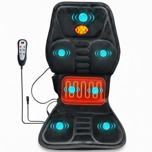 serebrant Sedile Massaggiante con Vibrazione Calore, Cuscino Massaggiante con 9 Motori Vibranti, 9 Modalità di Massaggio e Intensità, Regali per Uomini Donne