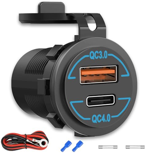 90W 12V USB Outlet, 60W QC 4.0 USB C & 30W QC3.0 USB A Car Charger Socket for Car Golf Cart Boat Marine Bus Truck RV Marine Motorcycle