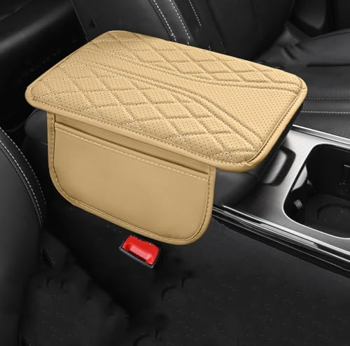YIGY Housse d'accoudoir de Voiture pour DS 7/DS 7 Crossback, Imperméable Antidérapante Anti-Rayures Accoudoir Coussin Protection,B Beige