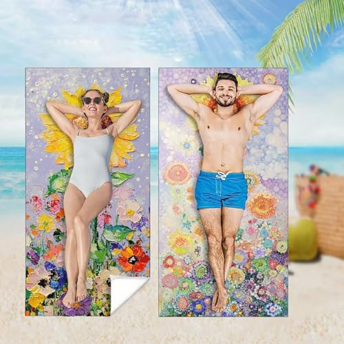 Telo Mare Microfibra Antisabbia, 2 Pezzi Telo Mare Grande 80x160 cm Asciugamano Palestra Viola Stuoia Spiaggia Antisabbia, Super Assorbente, Asciugatura Rapida, per la Spiaggia Regalo Girasole M-7612
