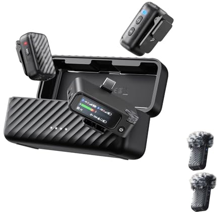 Jectse Wireless Lavalier Microphone with AI Noise Reduction, 32 Bit Float Internal Recording, 2TX 4RX Pairin, G8GB Storage, USB C Output, for Lectures Live Streams Interviews (BOYAMIC 2-02)