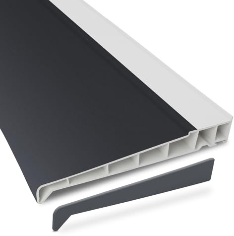 225mm uPVC Window & Door Sill (with End Caps) - Anth Grey/White, 1.35m