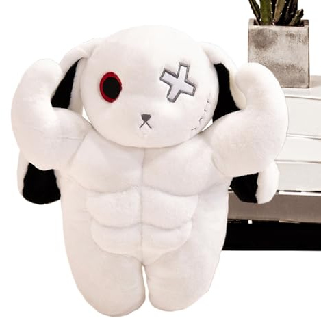 Kustimantu Peluche Lapin - Peluche Douillette avec Muscles - Coussin décoratif pour Pâques - Cadeau pour et Adultes - Coussin Douillet pour canapé, lit, Salon