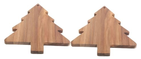 UTHCLO Tabla De Cortar Navideña De Madera Forma De Árbol De Navidad, 2 Unidades, Bandeja para Servir Aperitivos y Pizza, Tabla Pequeña para Embutidos, Uso Mesa Festiva