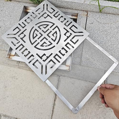 LYXBKSW Rejilla Desague Jardin de Acero Inoxidable 304, Rejilla Metálica para Patio con Filtro y Base, Drenaje Rápido, para Jardines(50x50x3cm/20x20x1.2in)