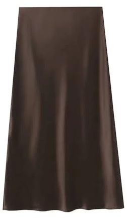 GMGQJST Falda Saten Falda Midi De Satén Con Cintura Elástica For Mujer, Estilo Informal, De Seda, Larga Y Elegante, For Primavera(Brown,M)