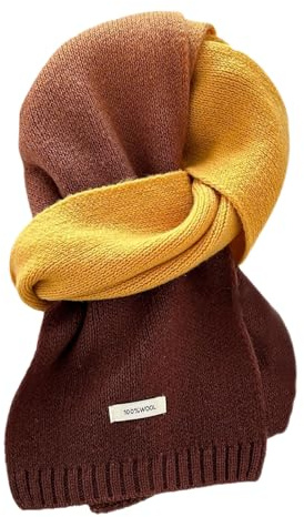 Generisch Damen Winterschal Wollschal Farbverlauf Strickschal - 100% Wolle - Weiche Warm Kaschmir Schal Herbst Winter Halswärmer Gestrickter Halsschal, 160 x 20 cm