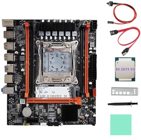 Yarryuter Placa Base de Escritorio X99H+CPU E5 2673 V3+Grasa TéRmica LGA2011-V3 B85 DDR3X4 Ranura ECC M.2 NVME PCI-E 3.0 X16