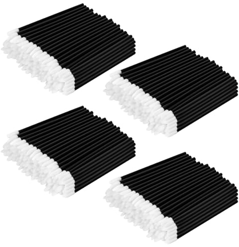 Alaoo 200 Pezzi Monouso Pennelli Labbra, Applicatore per Rossetto, Lip Gloss Applicatore Bacchette Pennello, Pennello per Dettagli Sulle Labbra(Nero)