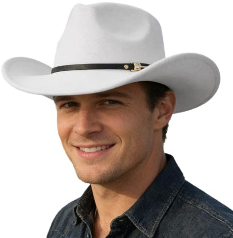 Sombrero de vaquero occidental de ala ancha de estilo ranchero, ideal para aventuras al aire libre, equitación y moda campestre.