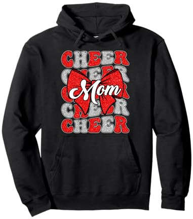 Cheer Mom Mama Bow Sport Cheerleading Squad Rote Cheerleaderin Pullover Hoodie