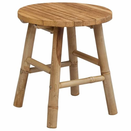 Mokuyary Tabouret de Jardin Marron Clair Ø 38 x 42 cm Bambou Repose-Pied de Jardin, Tabouret Meuble de Terrasse pour Canapé, Balcon, Extérieur