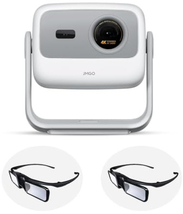 JMGO New N1S 4K Mini Videoprojecteur, Triple Laser, 1700 ISO Lumens + 2*Lunettes 3D Actives