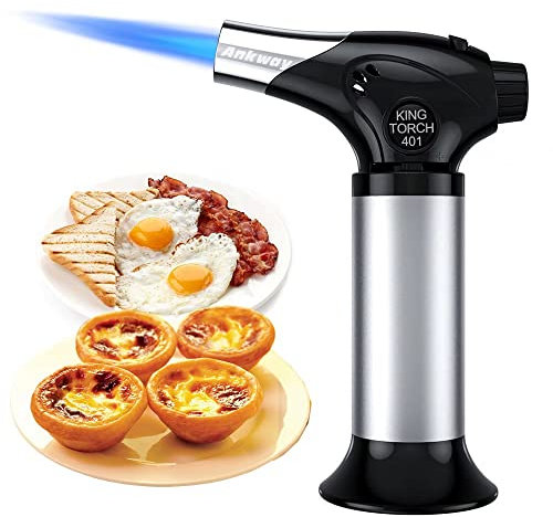 Soplete de cocina Recargable, Ankway soplete gas butano profesional antorcha de cocina, soplete cocina butano para cocinar alimentos y creme brulée, Perfecto para panadería y BBQ-butano no incluido