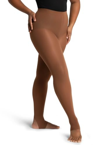 Capezio Womens Ultra Soft Self Knit Waistband Stirrup Tight, Maple, Small-Medium US