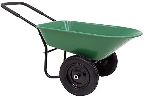 Oypla Heavy Duty Plastic Two Wheeled 70L Yard Garden Wheelbarrow Pneumatic Tyre