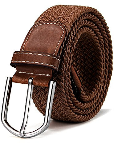 Stoffgürtel Stretchgürtel geflochten und elastisch Gürtel für Damen und Herren Länge 100 cm bis 130 cm hellbraun