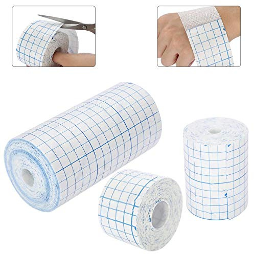 HAMUHA Mesh Breathable Non-Woven Tape Adhesive Bandage Roll Film Dressing Second Skin Healing Protective Adhesive Antibacterial Bandages Flexible Nonwovens 3.9inch*34foot（10cm*10m） (4inch*10.9yard)