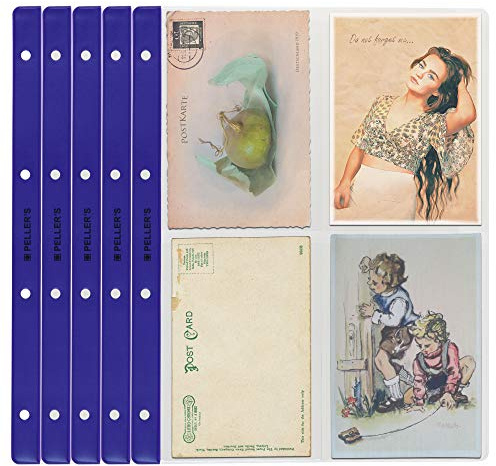 PELLER'S 10 Feuilles de Collection, 4 Pochettes 107mm x 150mm pour Cartes Postales, sous-Bock et Photo. Recharge pour Modèle XL