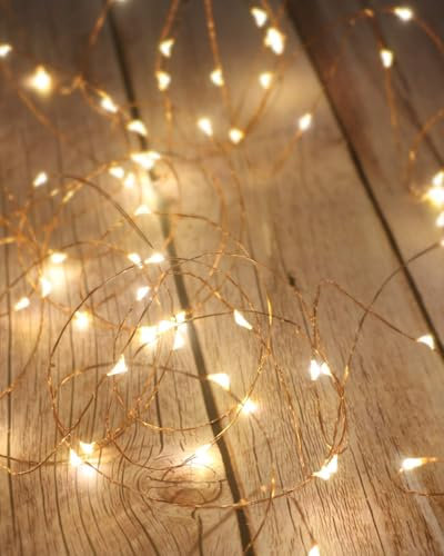 litogo Luci LED Batteria, Catena Luminosa 5m 50 LED Fairy Light con Timer, Filo Rame Ghirlanda Luminosa Lucine LED Decorative Waterproof per Camere da Casa Feste Natale Matrimonio (Bianco Caldo)