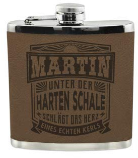 History & Heraldry Echter Kerl Flachmann Martin - individuell und personalisiert mit Gravur, Name und Spruch