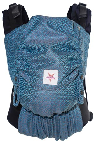 KOKADI Babytrage Flip Heart2Heart (Babysize) – Ergonomisch, sicher & anpassbar, handgefertigt aus 100% Bio-Baumwolle – Ab Geburt bis 15 kg, einfach anzulegen, ideal für den täglichen Gebrauch – Lagoon