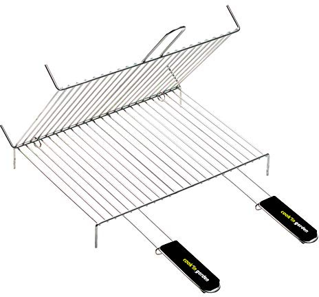 Cook’in Garden - Grille à Pied Double, 1 Poignée, Dimensions 60 × 40 cm, Résistante aux Flammes et Hautes Températures, Manche Soft Touch Confortable, Grille Compatible Multi-Marques