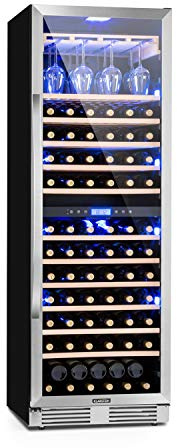 Klarstein Built-in Wine Cooler Drinks Fridge, 433L Dual Zone Wine Fridges, Prosecco & Beer Bottles, Fridge with Glass Door, Indoor/Outdoor Bar & Cooler for Garden, 165 Bottles