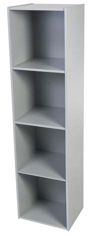 Iris Ohyama, Meuble Enfant, Bibliothèque à Livres, Organiseur de Jouets, 4 étagères Fixes, Multifonctionnelle, Design, Crèche, Chambre, Ecole - Kids Cube Shelf KCX-4 - Gris