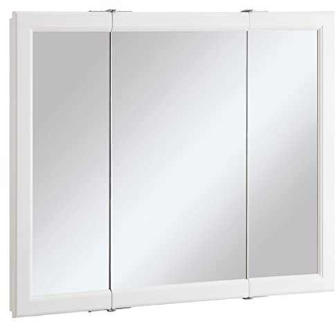 Design House 545103-WHT Wyndham Medicine Cabinet – Durable White Assembled Frame – Bathroom Wall Cabinet with Mirrored Door, 36-Inch – 4.75 X 36 X 30, White, 1 Count, Tri-View