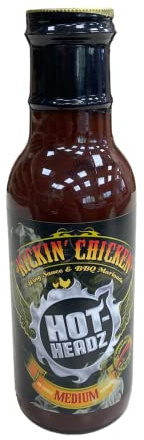 Hot-Headz! Smoked Kickin' Chicken Wing Sauce & BBQ Marinade Medium Hot Sauce for Hot Wings and Chicken Barbecue Marinade. Great Gift for Meat and Hot Sauce Lovers. (354ml)