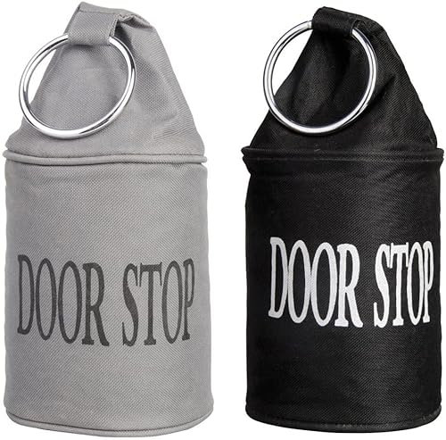 Esschert Design Türstopper, mit Metallring, 2 Stück, schwarz und grau