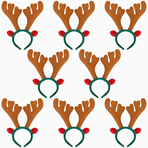 BELLE VOUS Lot de 8 Serre Tete de Noel avec Bois de Renne - 10,5 cm de Large - Serre Tête Noël Adulte - Accessoires Cheveux Noel pour les Fêtes de Noël, les Fêtes de Fin d’Année et Photomaton