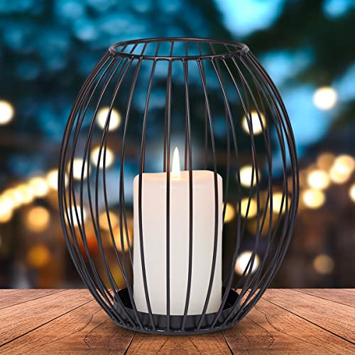 Lanterna orientale in stile orientale, con motivo a fiore, 18 cm, stile orientale, vintage, colore nero esterno, portacandela in metallo marocchino, decorazione