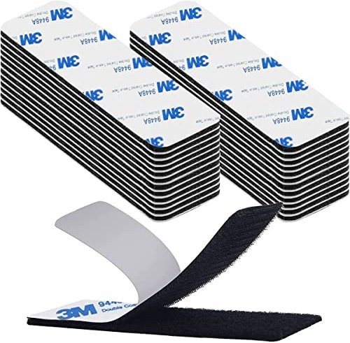 Rusoz Belcro Adhesivo Doble Cara Fuerte, 20 Pairs Cinta Adhesivo Doble Cara Negro Resistente y Duradero 3cm x 10cm Sin Necesidad de Clavos Ideal para DIY y Almacenamiento