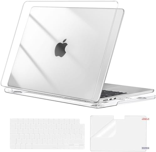 MOSISO Kompatibel mit MacBook Air 13 Zoll Hülle M5 M4 M3 M2 2026-2022 13,6 | Ultradünne, Seidige Haut Hartschale für 13,6 A3449 A3240 A3113 A2681&Tastaturschutz&Displayschutz, Transparent